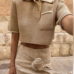 ZARA NWT - LIMITED EDITION Floral Tan/Beige Mini Skirt | Size Large